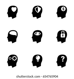 Set of simple icons on a theme Man, mind, thought, occupation, thought, mental, vector, set. White background
