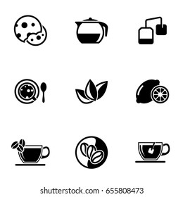 Set of simple icons on a theme Biscuits, tea, drink, coffee, lemon, lime, vector, set. White background
