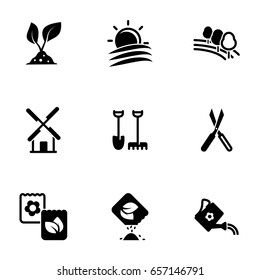 Set of simple icons on a theme Garden, garden, farming, farm, vector, set. White background