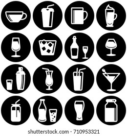 Set of simple icons on a theme Restaurant, alcohol, glass, dishes, drinks, bar, cold, hot, strong, vector, set. White background