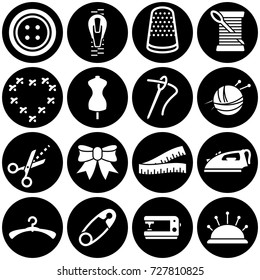 Set of simple icons on a theme sewing equipment and needlework, vector, design, collection, flat, sign, symbol,element, object, illustration. White background