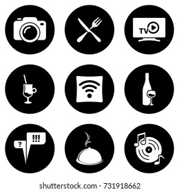 Set of simple icons on a theme modern cafe, vector, design, collection, flat, sign, symbol,element, object, illustration, isolated. White background