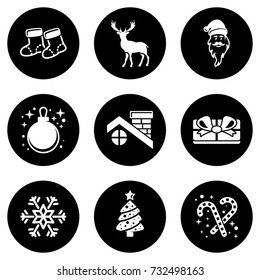 Set of simple icons on a theme Christmas, Happy New Year, Winter, vector, design, collection, flat, sign, symbol,element, object, illustration, isolated. White background