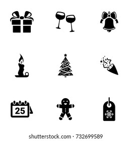 Set of simple icons on a theme holiday, christmas, new year, vector, design, collection, flat, sign, symbol,element, object, illustration, isolated. White background