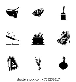 Set of simple icons on a theme onion, cooking, vector, design, collection, flat, sign, symbol,element, object, illustration, isolated. White background