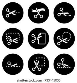 Set of simple icons on a theme scissors, vector, design, collection, flat, sign, symbol,element, object, illustration, isolated. White background