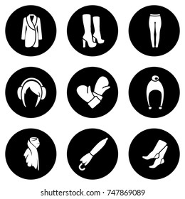 Set of simple icons on a theme women's clothing, vector, design, collection, flat, sign, symbol,element, object, illustration, isolated. White background