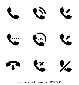 Set of simple icons on a theme phone call, vector, design, collection, flat, sign, symbol,element, object, illustration, isolated. White background