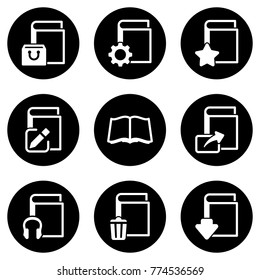 Set of simple icons on a theme book, vector, design, collection, flat, sign, symbol,element, object, illustration, isolated. White background