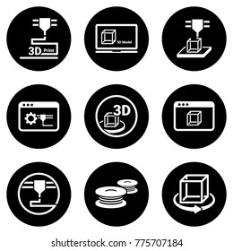 Set of simple icons on a theme 3D Printing, vector, design, collection, flat, sign, symbol,element, object, illustration, isolated. White background