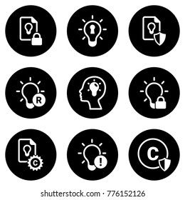 Set of simple icons on a theme Intellectual property, vector, design, collection, flat, sign, symbol,element, object, illustration, isolated. White background