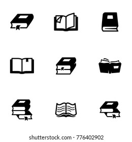 Set of simple icons on a theme Books and reading, vector, design, collection, flat, sign, symbol,element, object, illustration, isolated. White background