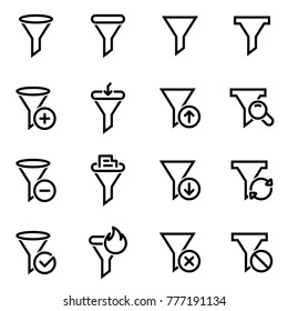 Set of simple icons on a theme Filter, vector, design, collection, flat, sign, symbol,element, object, illustration, isolated, linear, line. White background