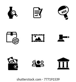Set of simple icons on a theme Auction, vector, design, collection, flat, sign, symbol,element, object, illustration, isolated. White background