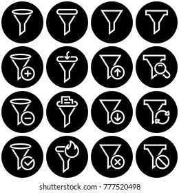 Set of simple icons on a theme Filter, vector, design, collection, flat, sign, symbol,element, object, illustration, isolated, linear, line. White background