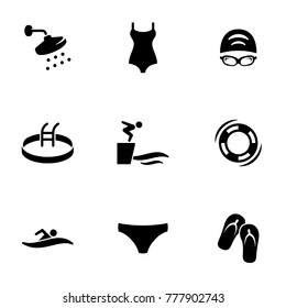 Set of simple icons on a theme Pool, vector, design, collection, flat, sign, symbol,element, object, illustration, isolated. White background