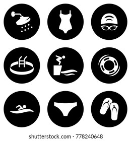 Set of simple icons on a theme Pool, vector, design, collection, flat, sign, symbol,element, object, illustration, isolated. White background
