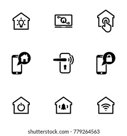 Set of simple icons on a theme Smart House, vector, design, collection, flat, sign, symbol,element, object, illustration, isolated. White background