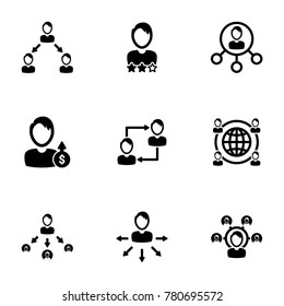 Set of simple icons on a theme Referral, vector, design, collection, flat, sign, symbol,element, object, illustration, isolated. White background