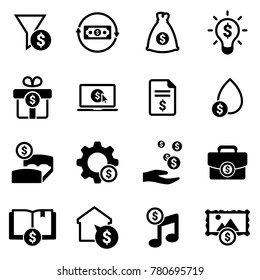 Set of simple icons on a theme Passive income, vector, design, collection, flat, sign, symbol,element, object, illustration, isolated. White background