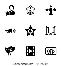 Set of simple icons on a theme Cinema, vector, design, collection, flat, sign, symbol,element, object, illustration, isolated. White background