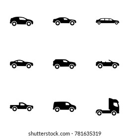 Set of simple icons on a theme Car, vector, design, collection, flat, sign, symbol,element, object, illustration, isolated. White background