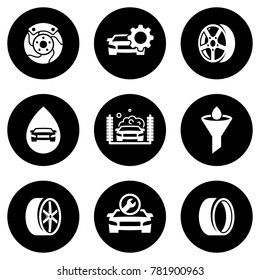 Set of simple icons on a theme Car service, vector, design, collection, flat, sign, symbol,element, object, illustration, isolated. White background