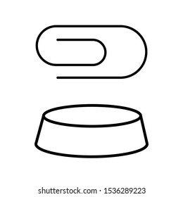 Set of simple icons with paper clip and dog bowl