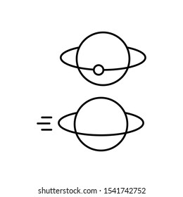 A set of simple icons with the planet with the orbit