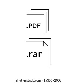 Set of simple icons with RAR and PDF documents