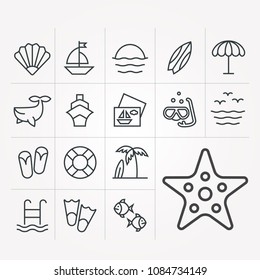 Set of simple icons to relax on sea