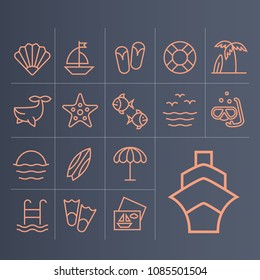 Set of simple icons to relax on sea