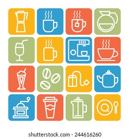Set of simple icons for restaurant, cafe, coffee, tea, web and applications