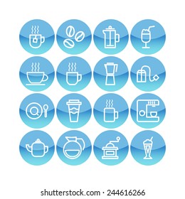 Set of simple icons for restaurant, cafe, coffee, tea, web and applications