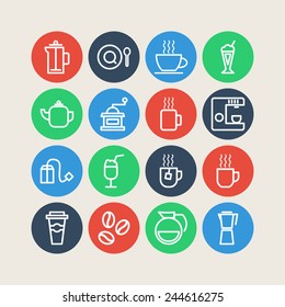 Set of simple icons for restaurant, cafe, coffee, tea, web and applications
