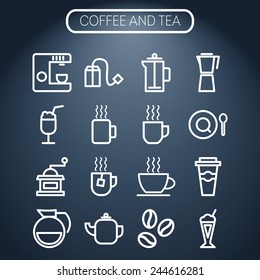 Set of simple icons for restaurant, cafe, coffee, tea, web and applications