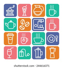 Set of simple icons for restaurant, cafe, coffee, tea, web and applications
