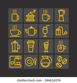 Set of simple icons for restaurant, cafe, coffee, tea, web and applications