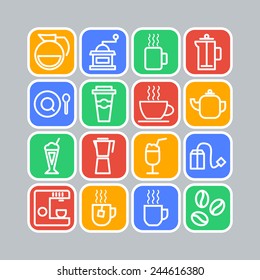 Set of simple icons for restaurant, cafe, coffee, tea, web and applications