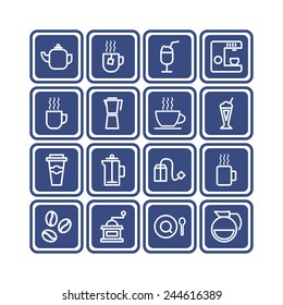 Set of simple icons for restaurant, cafe, coffee, tea, web and applications