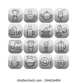 Set of simple icons for restaurant, cafe, coffee, tea, web and applications