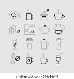 Set of simple icons for restaurant, cafe, coffee, tea, web and applications