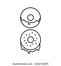 Set of simple icons with round donuts and frosting