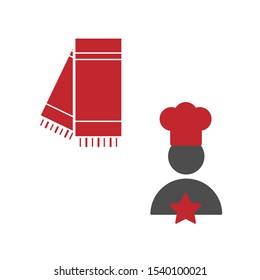 Set of simple icons with scarf and chef icon