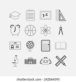 Set of simple icons for school and education