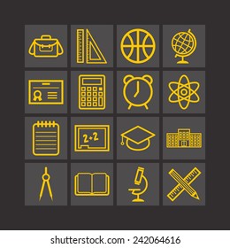 Set of simple icons for school and education
