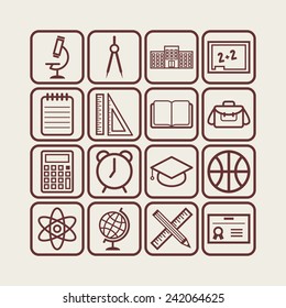 Set of simple icons for school and education