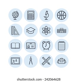 Set of simple icons for school and education