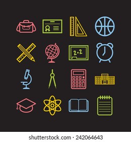 Set of simple icons for school and education