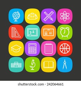 Set of simple icons for school and education